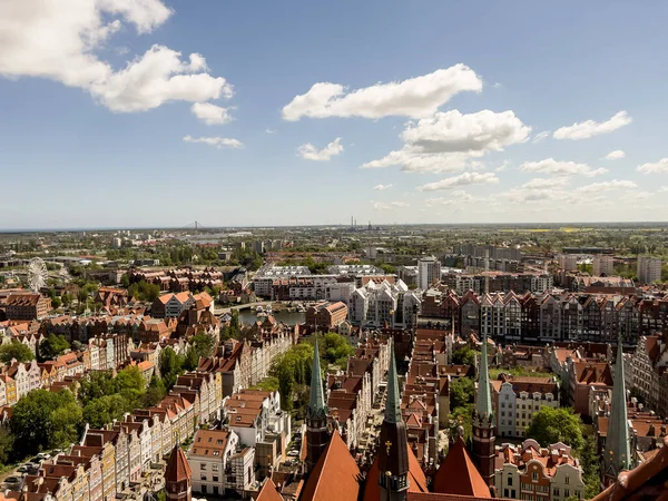 View Old Part Gdansk Tower Mary Basilica Poland — Photo