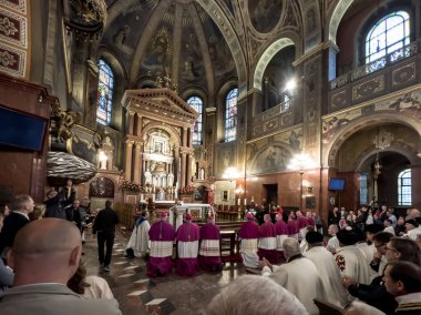 Piekary Sl, Poland, May 29, 2022: Pilgrimage of men and young people to the Sanctuary of Mary, Mother of Love and Social Justice in Piekary Slaskie