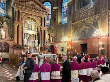 Piekary Sl, Poland, May 29, 2022: Pilgrimage of men and young people to the Sanctuary of Mary, Mother of Love and Social Justice in Piekary Slaskie