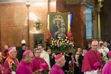 Piekary Sl, Poland, May 29, 2022: Pilgrimage of men and young people to the Sanctuary of Mary, Mother of Love and Social Justice in Piekary Slaskie