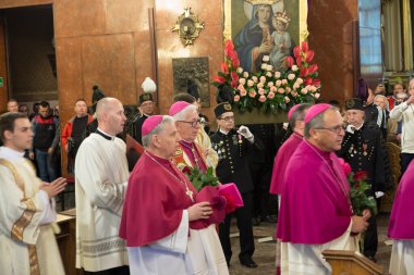 Piekary Sl, Poland, May 29, 2022: Pilgrimage of men and young people to the Sanctuary of Mary, Mother of Love and Social Justice in Piekary Slaskie