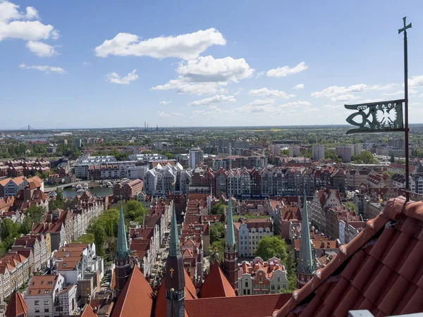 View Old Part Gdansk Tower Mary Basilica Poland — 스톡 사진