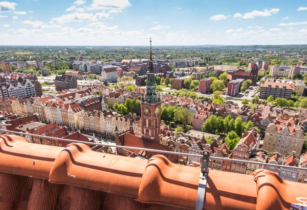 Vista Parte Antigua Gdansk Desde Torre Basílica Santa María Polonia — Foto de Stock