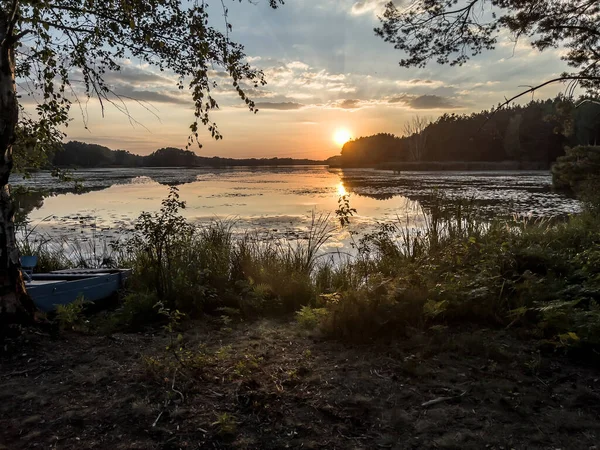 Sunset Lake Zielona Poland Upper Silesia Gorny Slask — Stockfoto