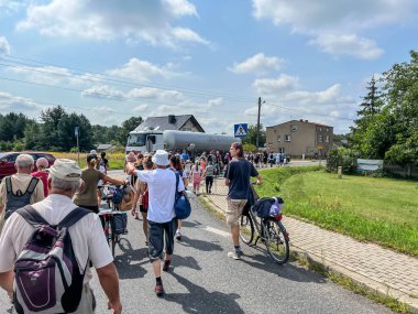 Rekszowice, Polonya, 24 Ağustos 2022: Polonya 'nın Czestochowa kentindeki Jasna Gora' daki Meryem Ana 'ya yürüme haccı
