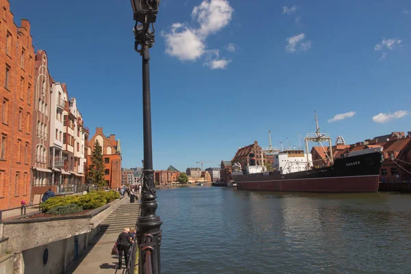 Cidade Velha Gdansk Danzig Polônia Com Rio Motlava — Fotografia de Stock