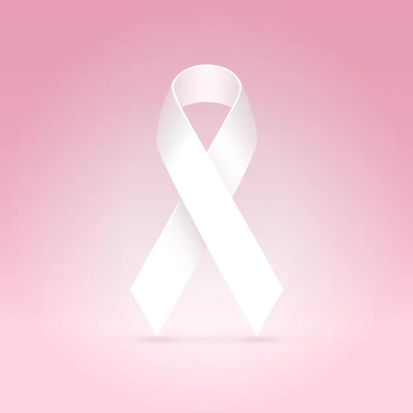 White ribbon symbol over pink — Stock Vector