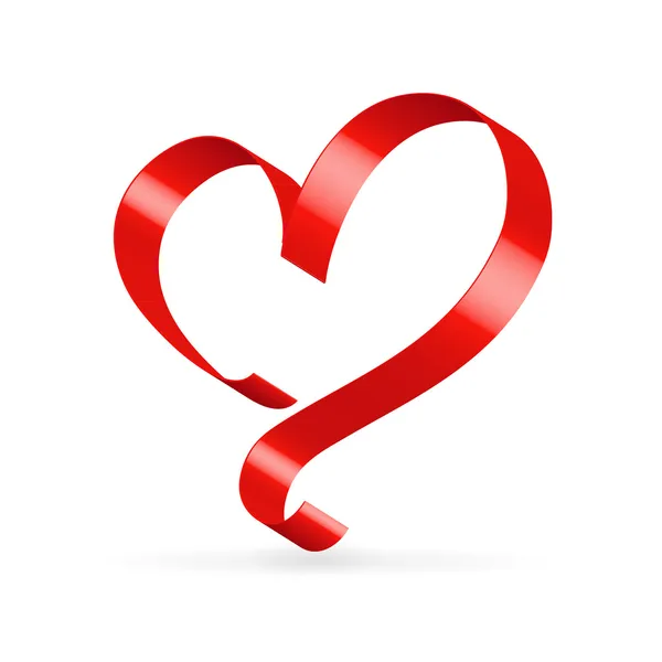 Corazón de cinta de satén rojo — Vector de stock