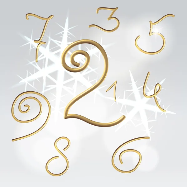 Golden numbers festive set — Stock Vector