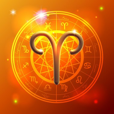 Zodiac Aries golden sign clipart