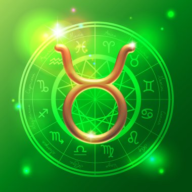 Zodiac Taurus golden sign clipart