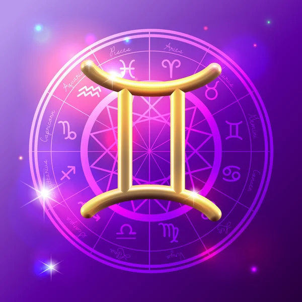 Zodiac Gemini golden sign — Stock Vector