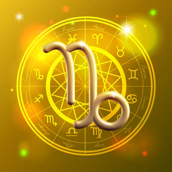 Zodíaco Capricórnio sinal de ouro — Vetor de Stock