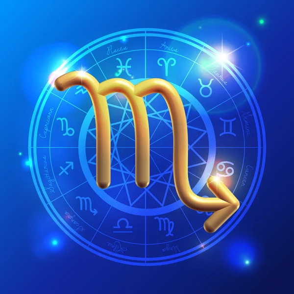 Znak zodiaku Skorpion złoty Wektor Stockowy