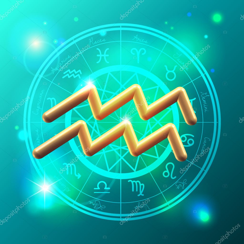 Zodiac Aquarius golden sign — Stock Vector © illuland #15440639