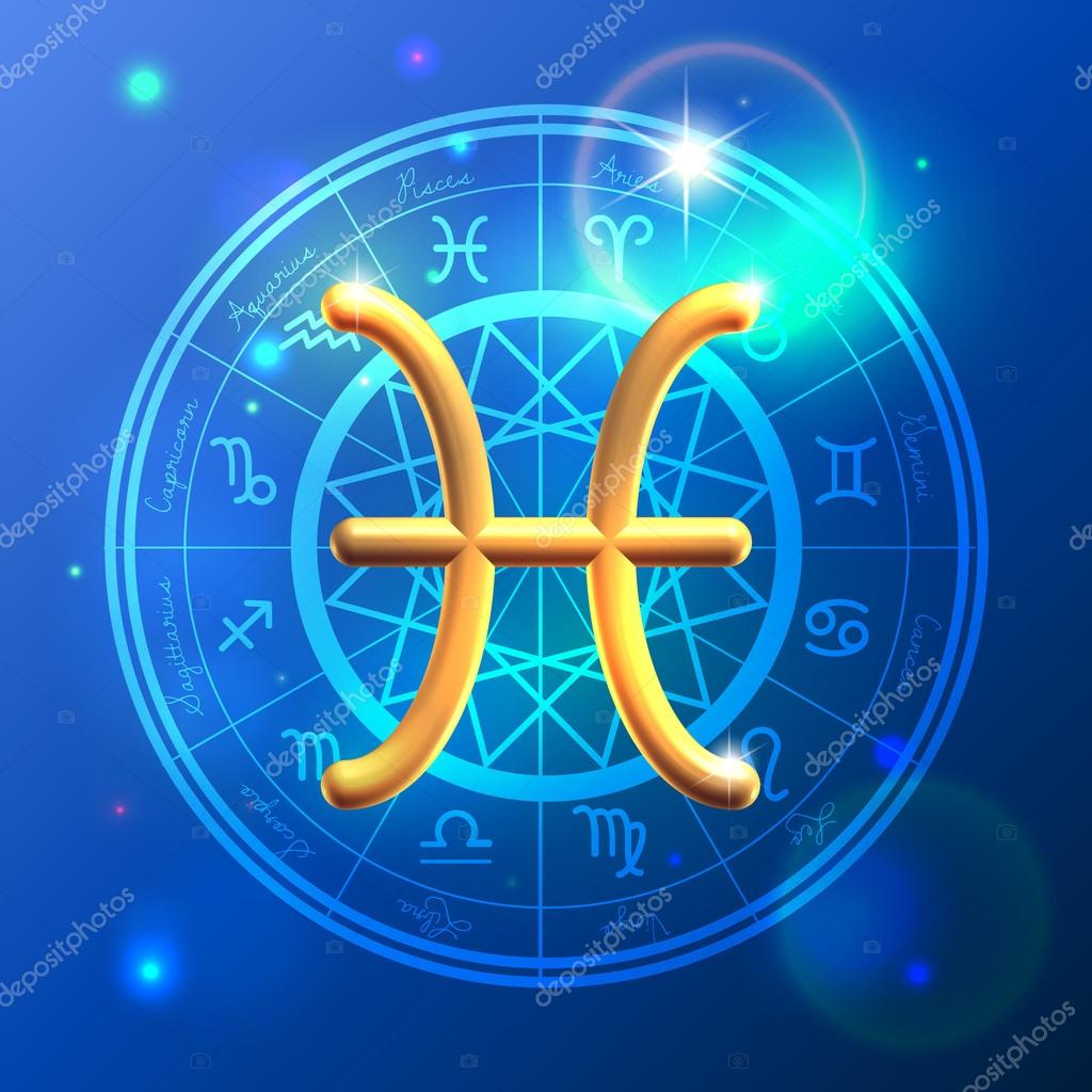 Zodiac Pisces golden sign Stock Vector by ©illuland 15440739