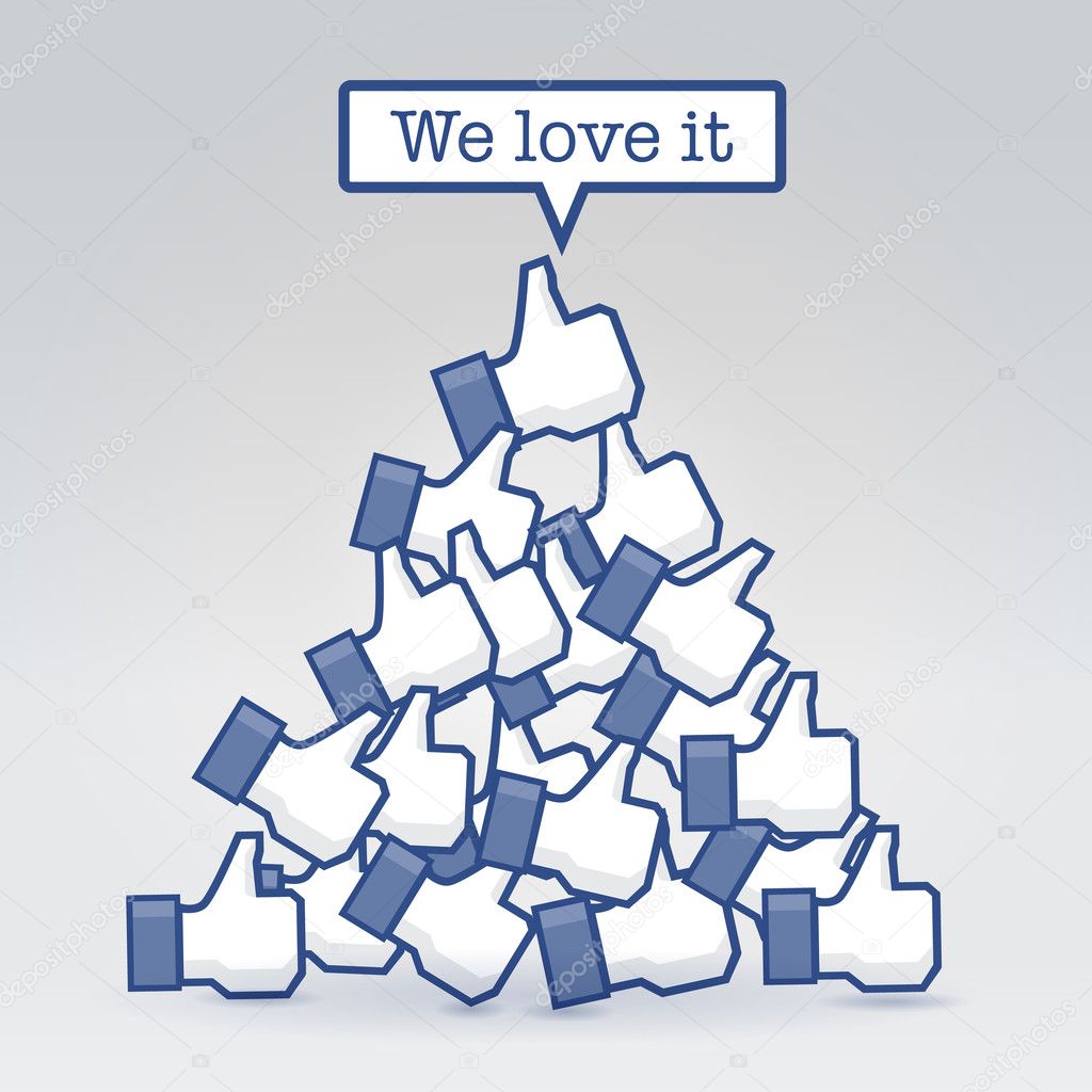 We love it - pile of likes, social collective values concept vector illustration