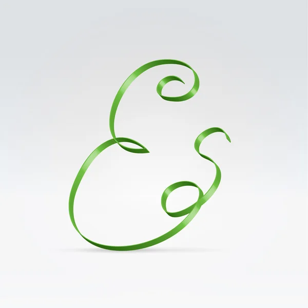 Fita de cetim verde fina tipo de letra — Vetor de Stock