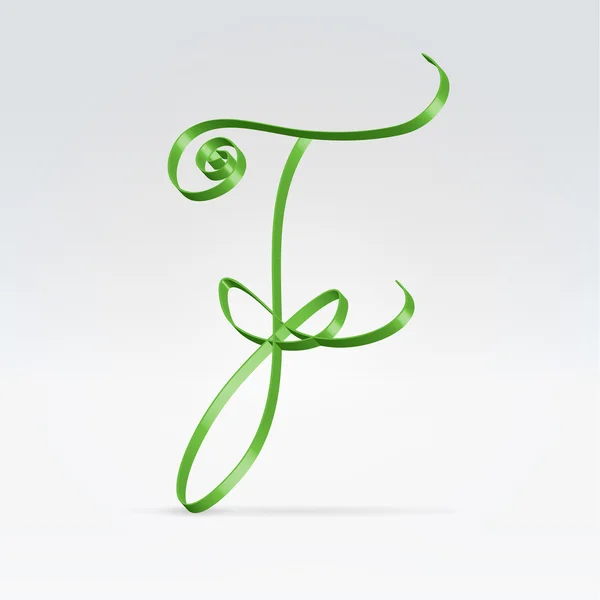 Thin green satin ribbon typeface — Stock Vector