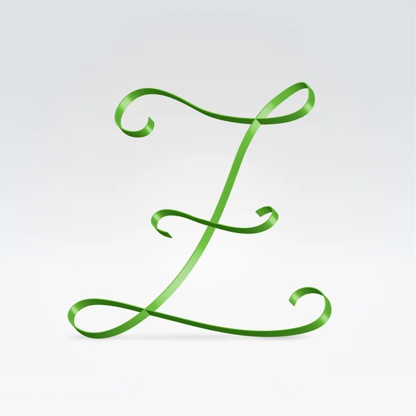 Tenká zelená saténová stuha řezu písma — Stockový vektor