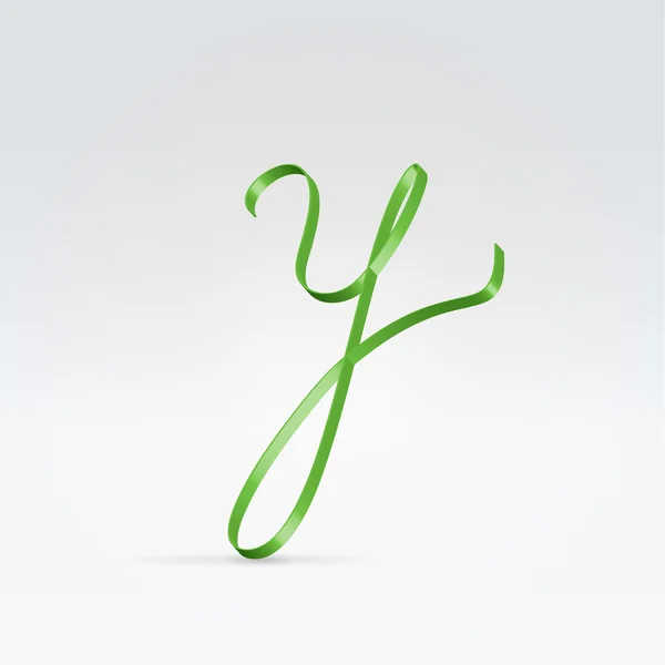 Dunne groene satijnen lint lettertype — Stockvector