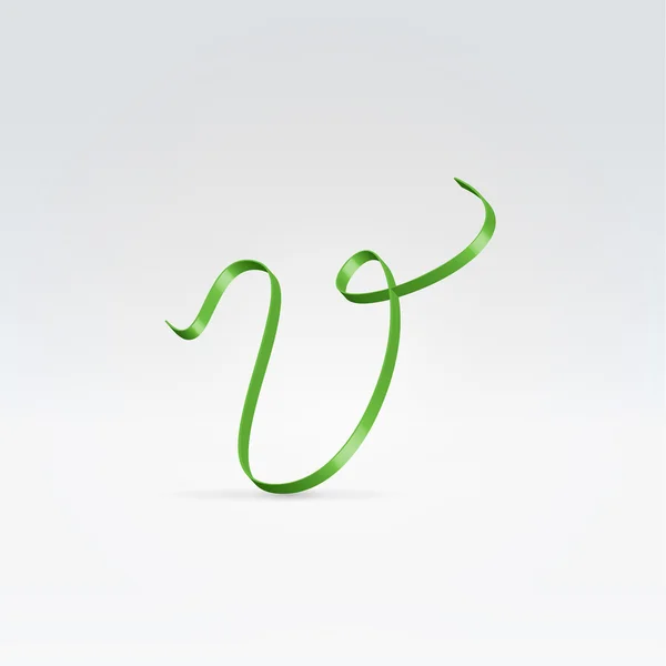 Tenká zelená saténová stuha řezu písma — Stockový vektor