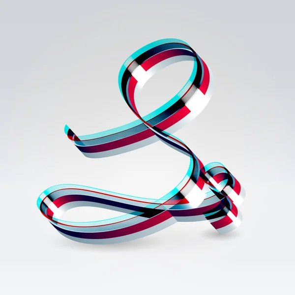 Fantasy plastic 3d glowing ribbon typeface — Stock Vector