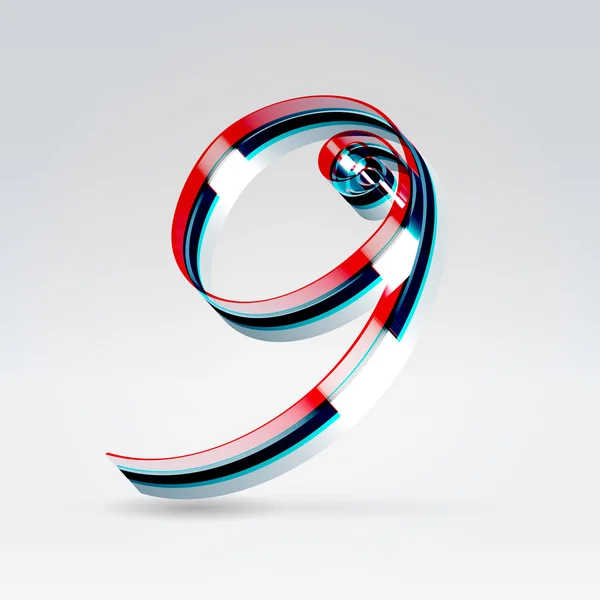 Fantaisie plastique 3d ruban lumineux typeface — Image vectorielle