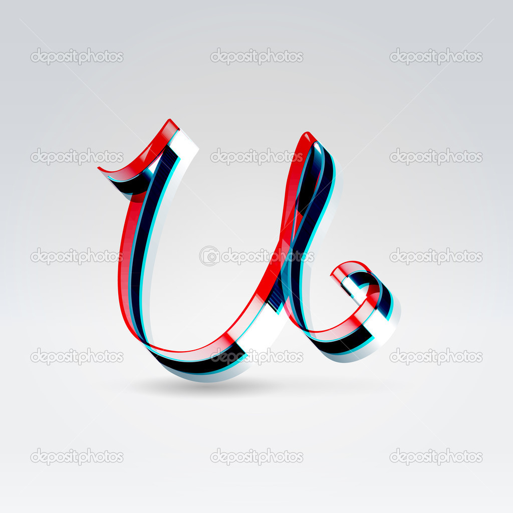 Fantasy plastic 3d glowing ribbon typeface