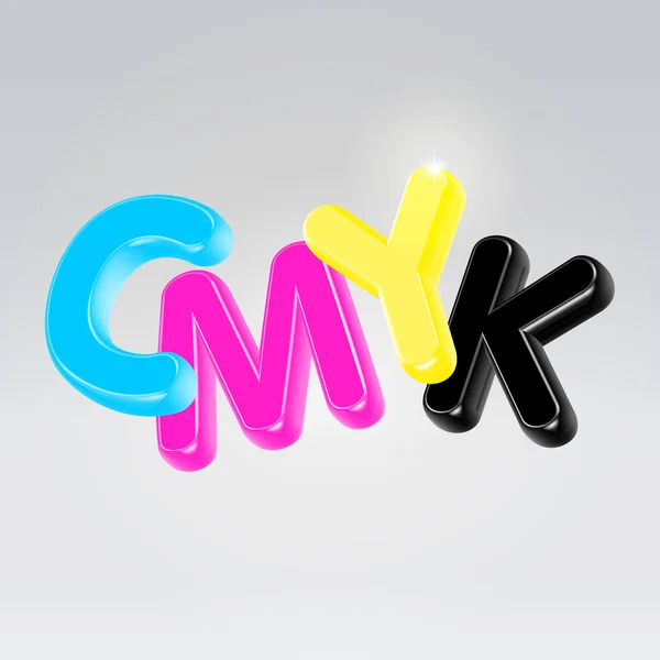 CMYK letras brillantes de plástico — Vector de stock
