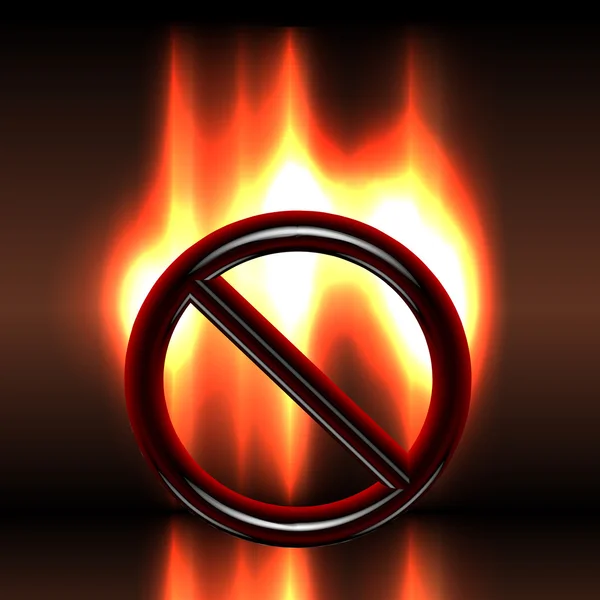 Burning warning prohibition sign — Stockvector