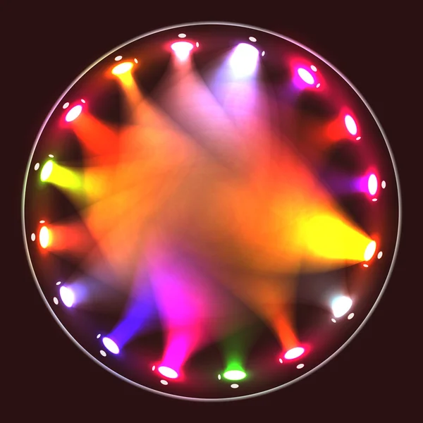 Coloridos proyectores teatrales en una rampa circular — Foto de Stock