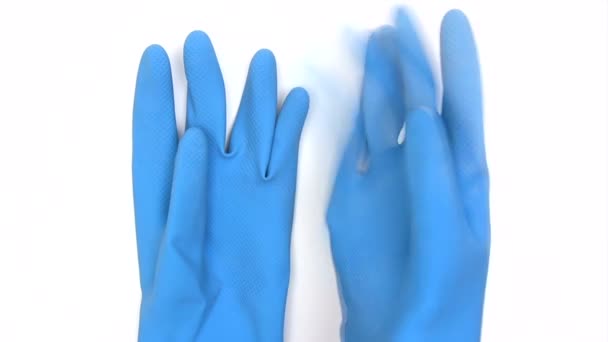 Guantes de goma azul — Vídeos de Stock