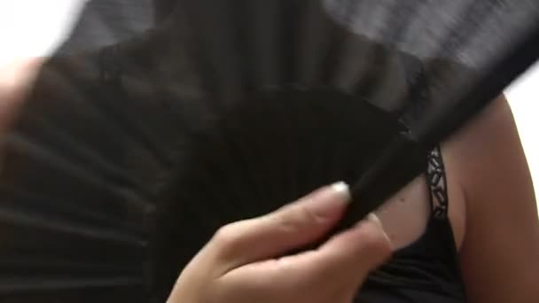 Woman with Fan — Stock Video