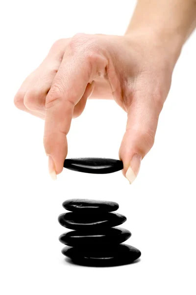 Stacking Black Stones — Stock Photo, Image