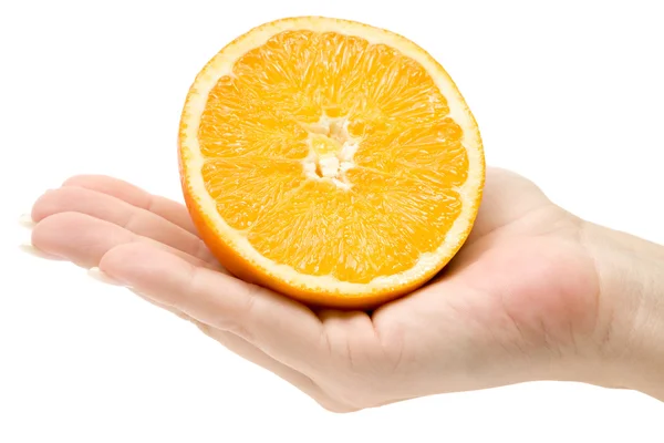 Holding a Sliced Orange — Stock Photo, Image