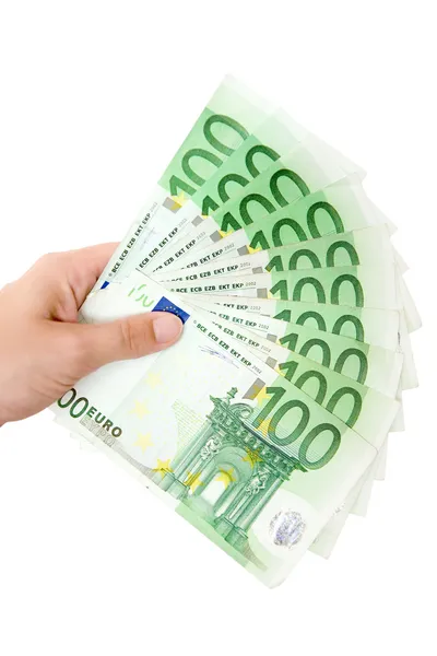 Houden van een geld-fan — Stockfoto