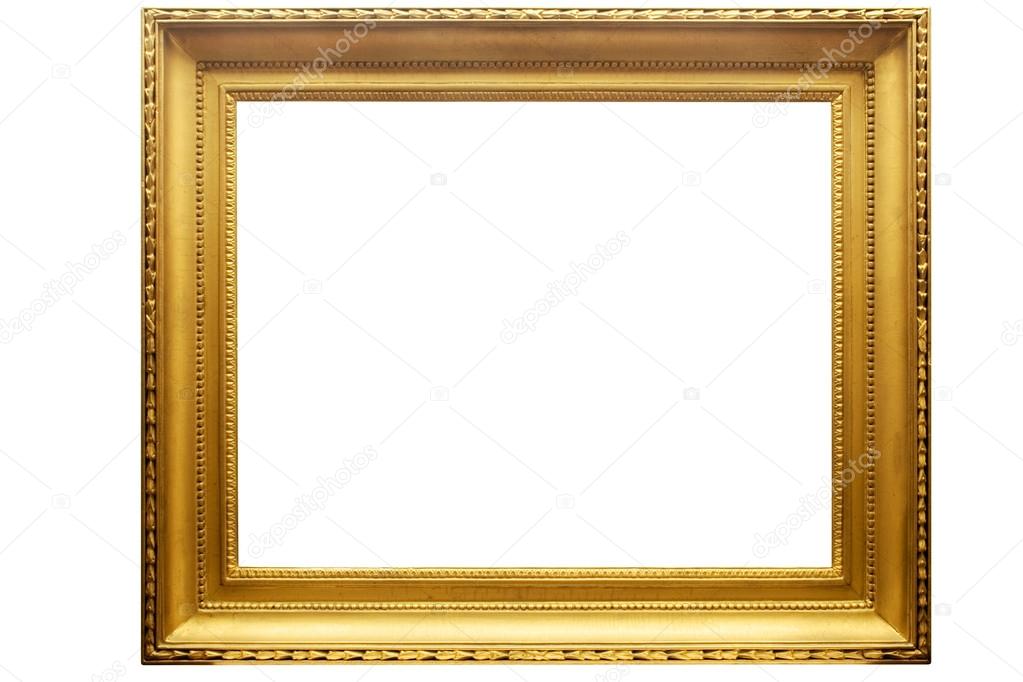 Rectangular Golden Picture Frame with Clipping Path