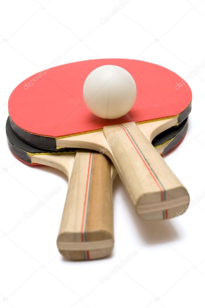 Two Ping Pong Paddles with Ball