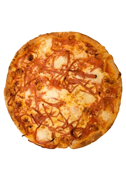 Pizza mit Schinken und Käse mit Schneideweg — Stockfoto