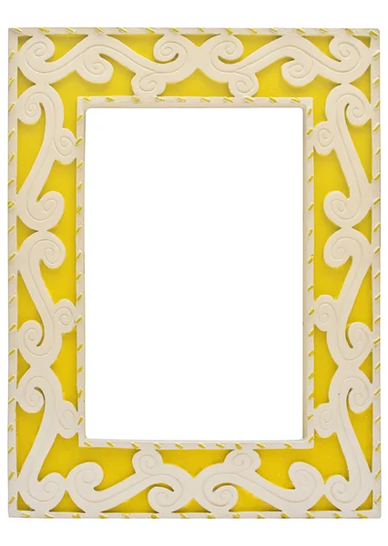 Gele picture frame met uitknippad — Stockfoto