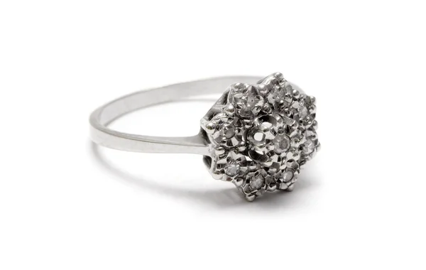Anel de diamante de prata — Fotografia de Stock