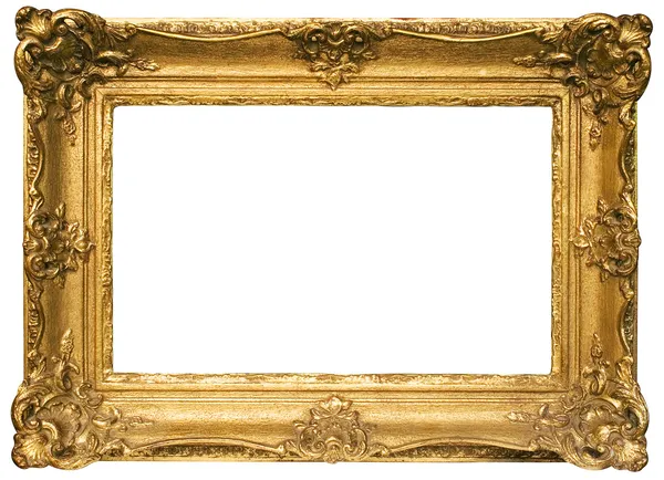 Gold Plated Wooden Picture Frame with Clipping Path Stock Photo