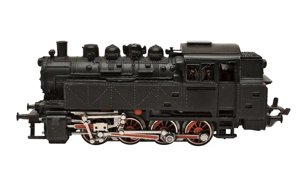 Lokomotivet modell sido med urklippsbana Stockbild