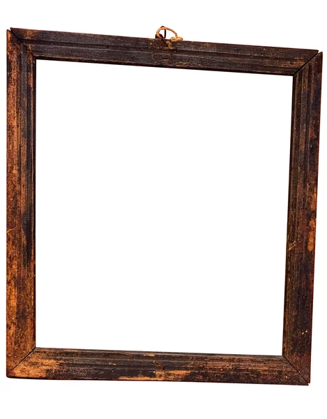 Verweerde houten frame met uitknippad Stockafbeelding
