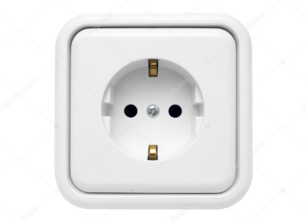 White Power Outlet with Clipping Path