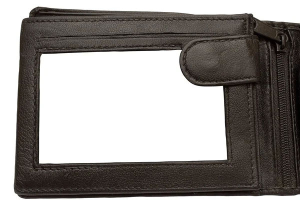 Läder plånbok bildram med urklippsbana Royaltyfria Stockbilder