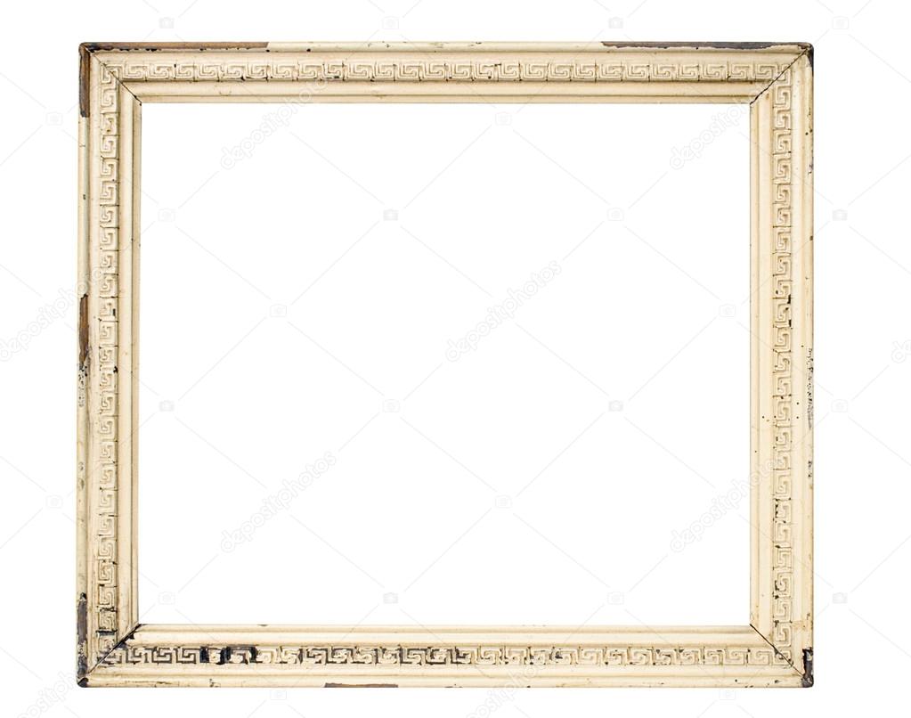 Damaged White Picture Frame with Clipping Path