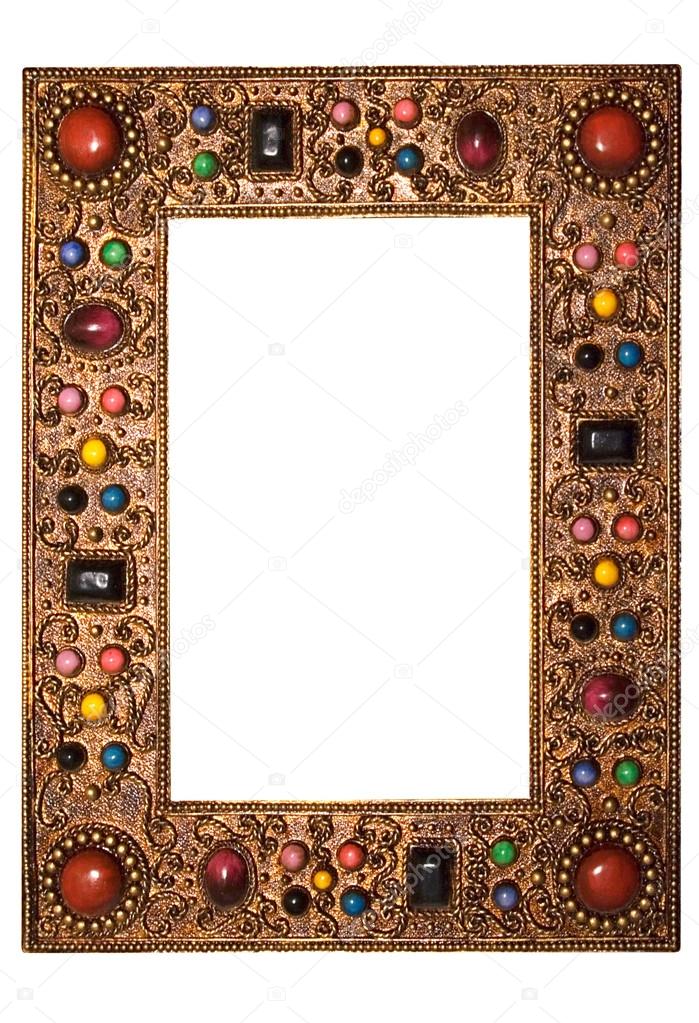 Picture Frame with Colorful Stones with Clipping Path