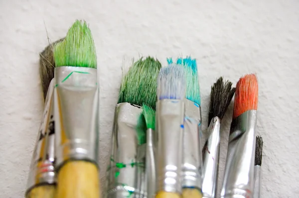 Bunch of Paintbrushes Close-Up — Stock Photo, Image